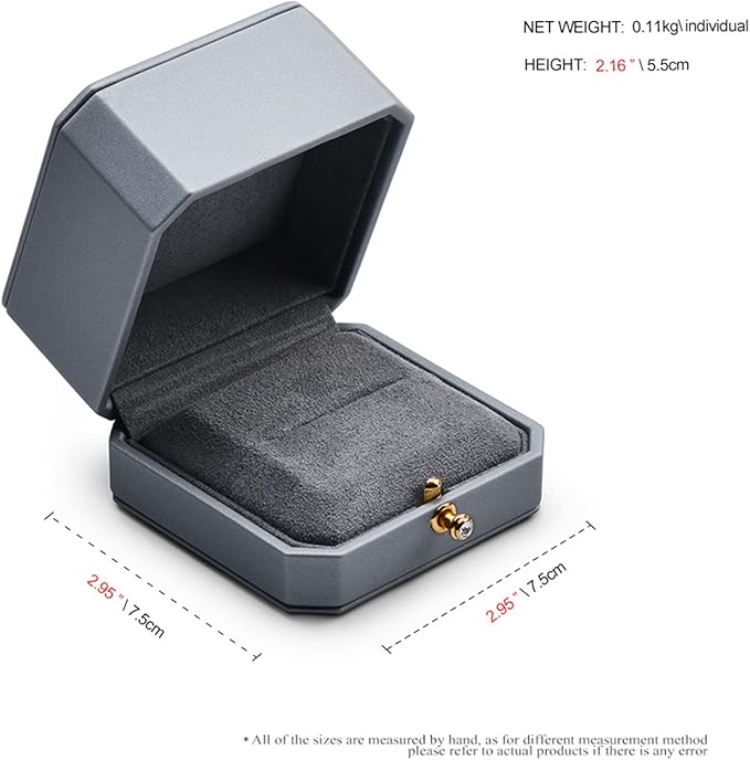 Octagonal Jewelry Single Ring Box PU Leather Ring Box for Proposal
