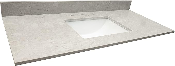 MSI Drifting Fog Vanity Top with Under Mount Rectangle Ceramic Sinks, Engineered Marble Stone, 4" CC Faucet Holes, 49"X22"
