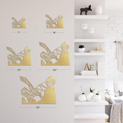 SIGNLEADER Metal Wall Art Decor Eagle Preying Modern Abstract Wall Sculpture Hangings Home Decoration for Living Room, Bedroom, Bathroom, Kitchen, Outdoor - 24" Gold