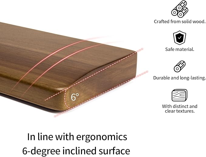 Walnut Wooden Wrist Rest for 87 Key Mechanical Keyboard | Ergonomic Design for Wrist Pain Relief, Smooth No Odor and Easy to Clean, Support Wrist to Coding Typing and Playing