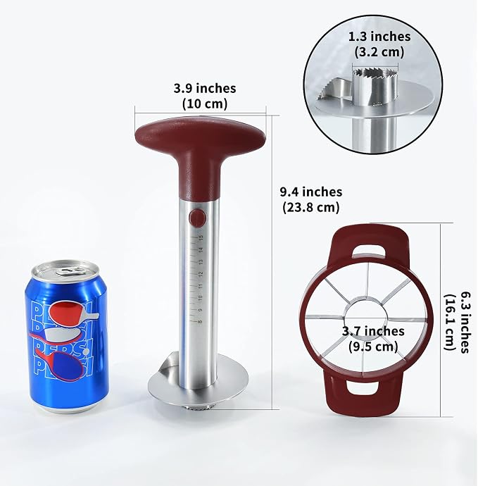 Newness Pineapple Corer and Slicer Tool, Robust Pineapple Core Remover with Upgraded Cutter & Reinforced Thicker Blade, Stainless Steel Kitchen Fruit Gadget for Diced Pineapple Rings (Red)