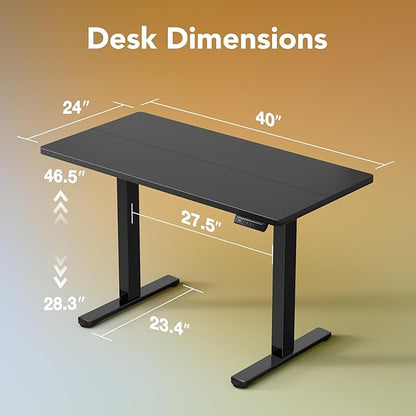 HUANUO Electric Standing Desk, 55 x 24 Inch Height Adjustable Computer Desk with Storage Bag, 4 Height Memory Settings, Sit Stand Up Desk for Home Office, Deep Black