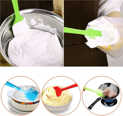Silicone Spatulas Set, Rubber Spoon Spatula Heat Resistant Spoonula One Piece Design Seamless Spatula Non-Stick Scrapers Baking Mixing Tool (Blue Set)