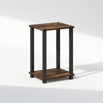 Furinno Simplistic Night Stand, 2-Tier Small Nightstand with Open Shelf, Toolless Assembly Bedside Table, End Table, Side Table, for Bedroom, Closet, Dorm, Amber Pine