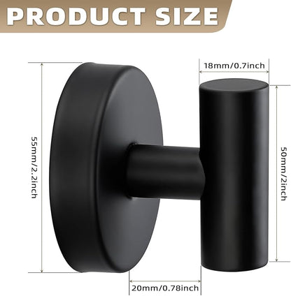 Suction Cup Hooks for Shower - Bathroom Reusable Hooks for Towels, Robes & Loofah - No-Drill Mounting on Kitchen, Walls, Metal, Glass, Mirrors, Tile & Smooth Non-Porous Surfaces Matte Black 4 Pack