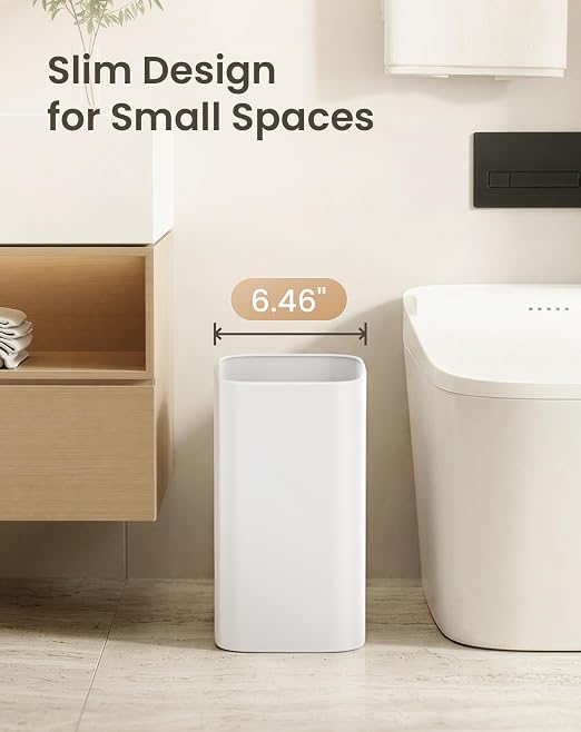Cesun 3.4 Gallon Bathroom Trash Can, Small Office Garbage Can, Slim Metal Waste Basket for Bedroom, Dorm, Toilet, Near Desk, Under Sink, RV (White)