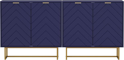 Scurrty Sideboard Cabinet, Buffet Cabinet with Storage Set of 2, Sideboard Storage Cabinet with Adjustable Shelf, Accent Cabinet for Living Room, Kitchen, Navy Blue, 4 Doors