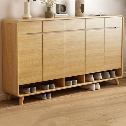 NIUYAO Shoe Storage Cabinet with 5 Drawers Solid Wood Morden Simple Style Free Standing Hidden Shoe Racks Organizer for Entrance Hallway Entryway -Wood 71" L x 14" W x 40" H