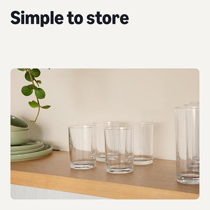 Amazon Basics Drinking Glasses, 4-Piece Set, 11 oz., Dishwasher-Safe