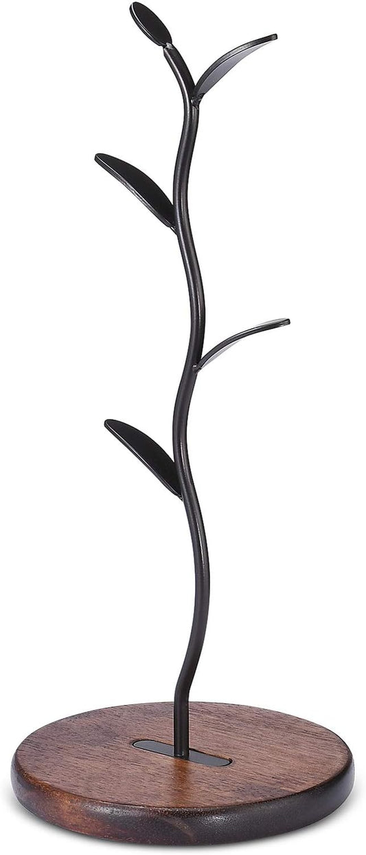 ALLCENER Mug Holder, Countertop Mug Tree, Coffee Mugs & Tea Cup Storage Rack, Coffee Counter Bar Accessory & Kitchen Organizer, Black (single row)
