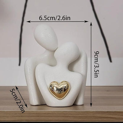 GJFASGF Mini Hugging Couple Statue Ceramic Lover Figurine Home Decor is a Romantic Gift for Her on Wedding Anniversary and Valentines, TV Stand Decoration Knick Knacks for Shelves (White)