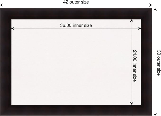 Amanti Art White Cork Board for Wall, 30x42 Vision Board with Brown Wood Frame, Large Corkboard Office Decor for Home Organization, Rustic Farmhouse Corkboard Pinboard to display items for home