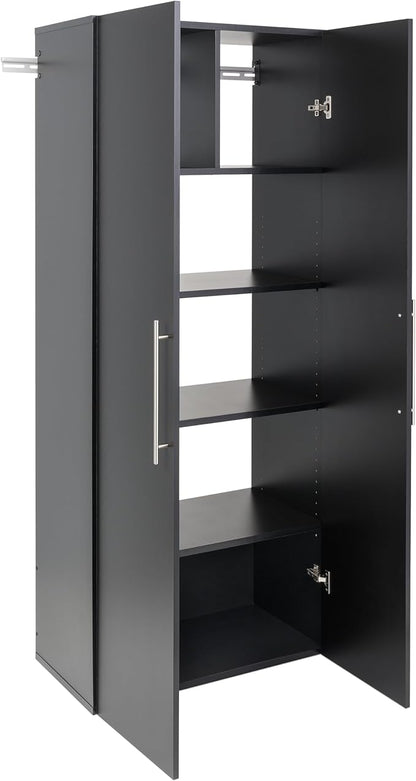 Prepac HangUps 30" Large Garage Cabinet, Bathroom Cabinet Wall Mount, Ideal for Garage, Kitchen and Laundry Organization 30" W x 72" H x 16" D, Black