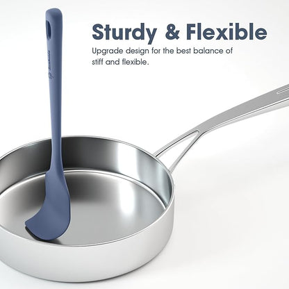 ChefAide 5 Pieces Silicone Spatula Set, Food Grade Rubber Spatula, Upgrade Strong Handle with Ergonomic Grip, Heat Resistant Up to 600°F for Nonstick Cookware, Cooking