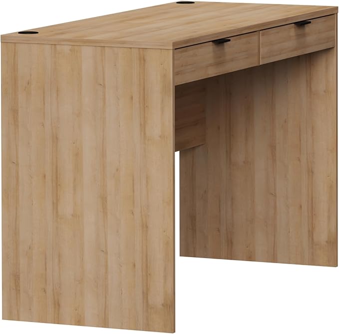 Prepac 46" Writing Desk – Computer Desk with 2 Drawers, Light Oak Office Desk for Home Office or Bedroom