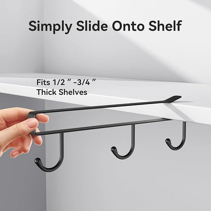 ECROCY Coffee Mug Holder Under Cabinet Only Fits Shelves up to 3/4" Thick, Clip-On Coffee Mug Organizer Pack of 3, No Drilling Free Damage