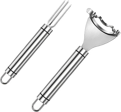 Corn Peeler and Holder Set – Stainless Steel Corn Stripper for Corn on the Cob, Safer Grip & Hand Protection, Easy Kernel Removal Tool