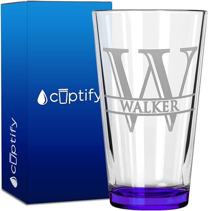 Personalized Beer Glass Engraved Purple 16oz Pint Glass, Custom Gift for Men & Women with 13 Design Options, Perfect for Birthdays, Weddings, Father’s Day & More