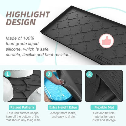 SIKADEER 28" x 19" Under Sink Mat Waterproof, Silicone Mat Kitchen Drawer Shelf and Cabinet Liner, Sink Protector for Kitchen Organizers and Storage, Boot Tray Pet Food Mats