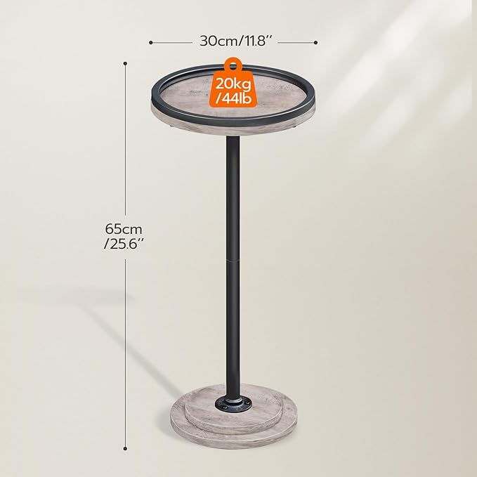 HOOBRO Small Round Side Tables, Set of 2, Drink Tables, Coffee Martini Tables with Pedestal Accent for Small Spaces in Living Room, Bedroom, Sofa Couch, Greige BG168BZP201