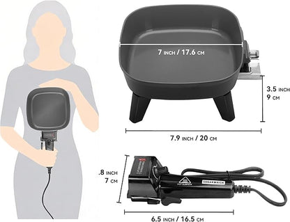 Small Electric Skillet with Lid, Personal 7-inch Ceramic Coated Electric Skillet Griddle, Square Frying Pan with Temperature Control, Portable Cooking Appliances, Graphite