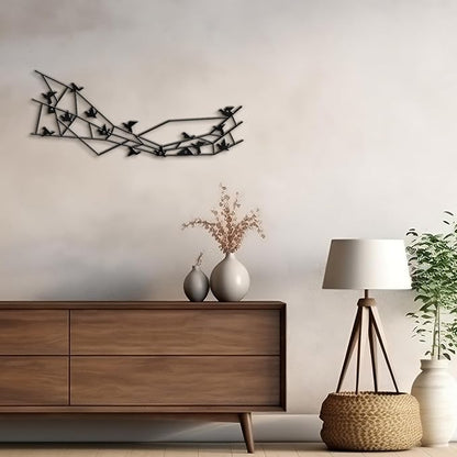 SIGNLEADER Metal Wall Art Decor Birds Perching Modern Abstract Wall Sculpture Hangings Home Decoration for Living Room, Bedroom, Bathroom, Kitchen, Outdoor - 36" Black