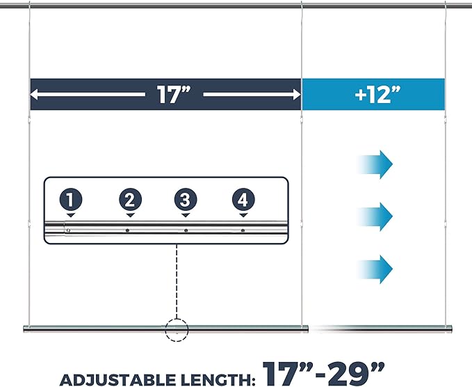 STO STO 2 Pack Closet Hanging Rod, Length and Height Adjustable Closet Rod, Space Saving Metal Closet Extender Hanging Bar for Hanging Clothes, Closet, Chrome