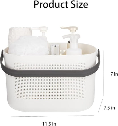 UUJOLY Plastic Storage Baskets with Handles, Shower Caddy Shelf Organizers Basket for Bathroom, Kitchen, Dorm Room, Grey