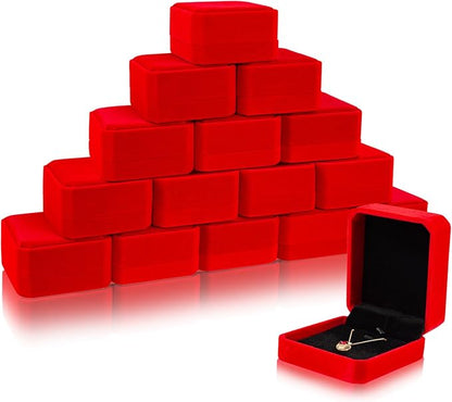 Lamoutor 15Pcs Velvet Necklace Pendant Gift Box Jewelry Gift Box (Red)