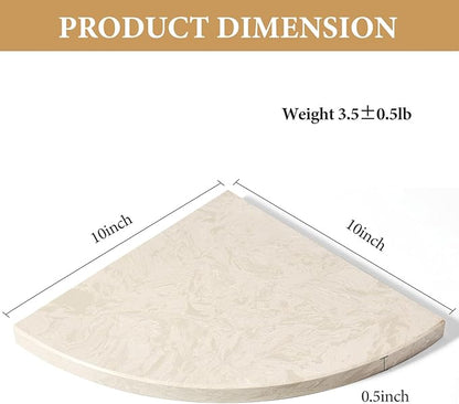 Koville Italian Natural Marble Corner Shelf, 2 Pcs Wall Mounted Marble Bathroom Corner Shelves Organizers, Polished Stone Corner Shower Caddy, No Drilling Adhesive Shower Caddies - Khaki Rose