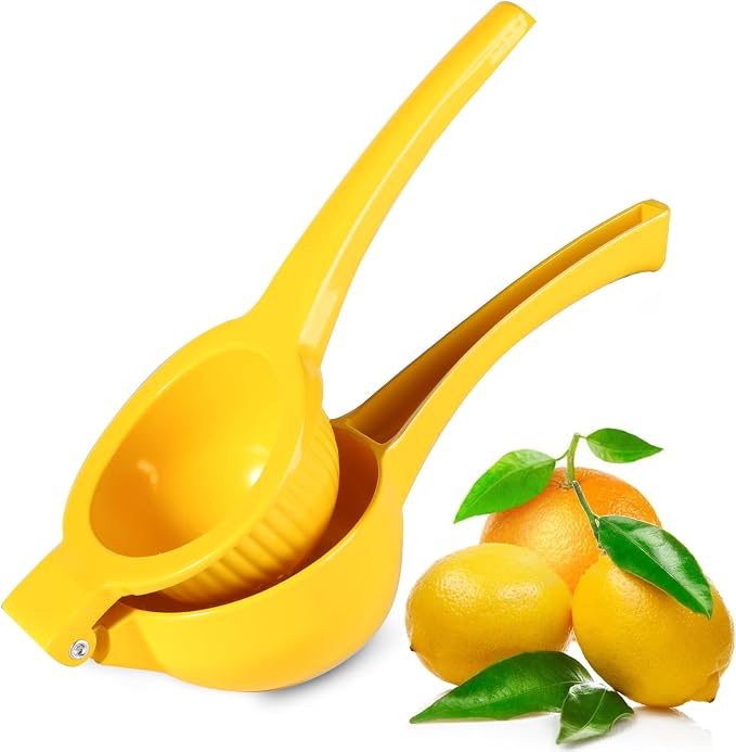 TEZZ Extra Large Citrus Squeezer, Premium Heavy Duty Mental Handhelp Juicer for Lemon, 3.5 Inch Hand Press Lemon Juice Squeeze, Lime Squeezer Bar Tool, Manual Citrus Press | Large bowl ergonomic handle easy handheld press for lemons and limes