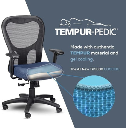 Tempur-Pedic TP9000C Mesh Swivel Task Chair with Tempur Material, Cooling Gel Layer, Adjustable Armrests, and Lumbar Support, Black