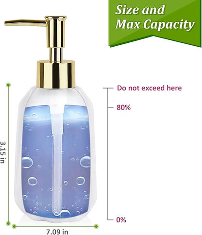 Natheeph Dish Soap Dispenser, Hand Soap Dispenser Ceramic Bottle, Refillable Liquid Great for Kitchen Dish Soap, Hand Soap, Essential Oil & Lotion (New White)