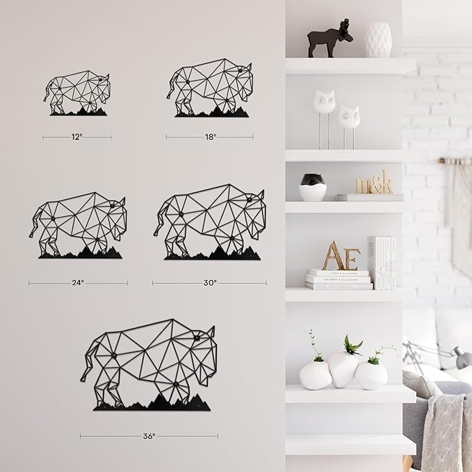 SIGNLEADER Metal Wall Art Decor Cow Wildlife Modern Abstract Wall Sculpture Hangings Home Decoration for Living Room, Bedroom, Bathroom, Kitchen, Outdoor - 18" Black