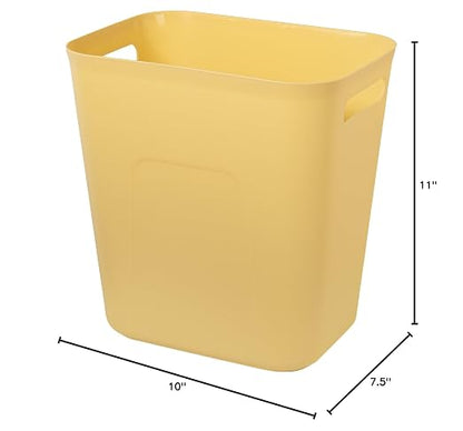 UUJOLY Plastic Small Trash Can Wastebasket, Garbage Container Basket for Bathrooms, Laundry Room, Kitchens, Offices, Kids Rooms, Dorms, 3.5 Gallon, Yellow