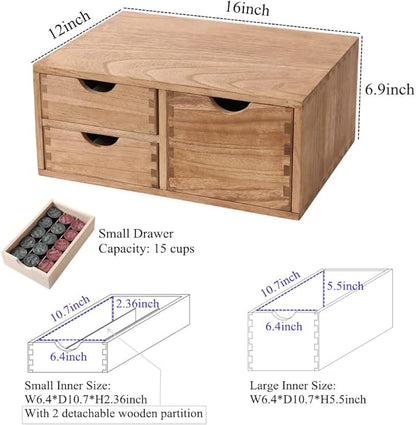 DDYURI Capsules Coffee Storage Drawer for Pod K-cup Holder - Counter Organizer for Kitchen Utensil Storage - Wood Desktop Coffee Brewer Accessories Stand CF2D3C-LT