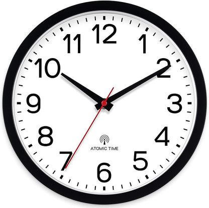 AKCISOT Atomic Black Wall Clock Analog Clocks for Indoor Kitchen, Battery Operated Clock for Bedroom Office Living Room(12 Inch)