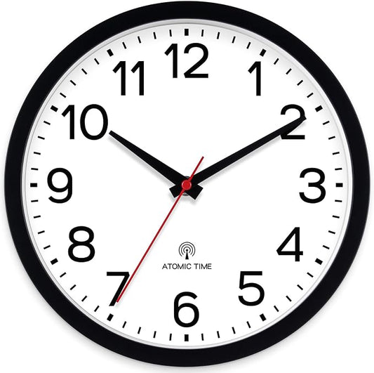 AKCISOT Atomic Black Wall Clock Analog Clocks for Indoor Kitchen, Battery Operated Clock for Bedroom Office Living Room(12 Inch)