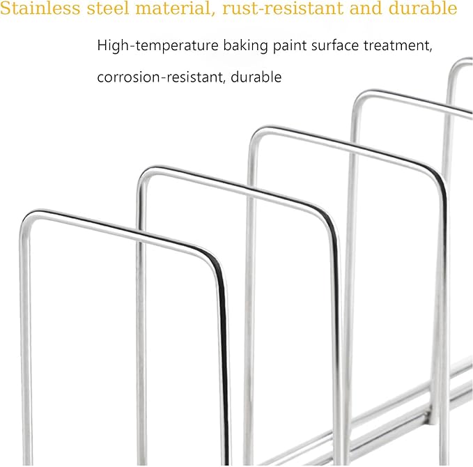 Dish Drying Rack, Kitchen Counter Storage, Stainless Steel Pot Lid Holder, Cutlery Organizer, 8-Compartment Cutting Board Drying Rack or Cabinet-Style Kitchen Storage Rack (2-Piece Set)