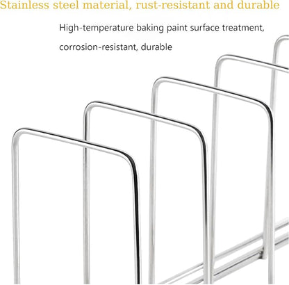 Dish Drying Rack, Kitchen Counter Storage, Stainless Steel Pot Lid Holder, Cutlery Organizer, 8-Compartment Cutting Board Drying Rack or Cabinet-Style Kitchen Storage Rack (2-Piece Set)
