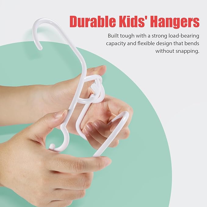 Baby Hangers 100 Pack - White Baby Hangers for Clothes, Non-Slip Toddler Hanger for Clothes Child Infant Newborn, 11.4 Inch Durable Stackable Design Kids Hanger for Space Saving