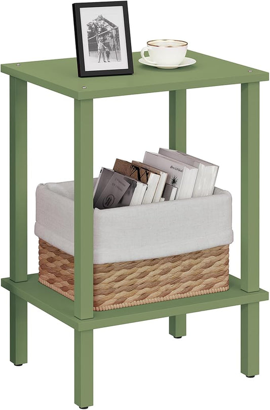 TUTOTAK End Table, Side Table, Nightstand, 2-Tier Storage Shelf, Sofa Side Table for Small Space, Living Room, Bed Room Olive Green TB01BOG034