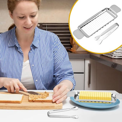 Butter Slicer Cutter, Multipurpose Butter Cheese Slicer, Stainless Steel Wire Cutter for Block Cheese, Butter, Eggs & Soft Fruits