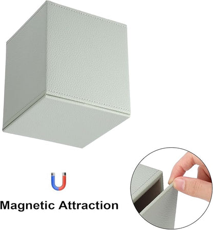 Sumnacon Tissue Box Cover Square Tissue Box Stylish PU Tissue Box Holder with Magnetic Bottom, Leather Cube Tissue Cover for Living Room Bathroom Bedroom Table Desk Home Office Car, Light Green