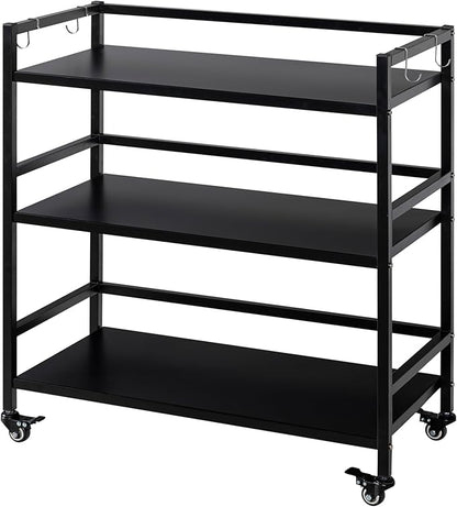 WHUANGKAKAMetal Storage Shelves,Garage Storage Shelving,Standing Storage Shelf,Black Metal Storage Rack,3 Tier Metal Shelving,Move Storage Shelf,Shelving Unit Organizer.