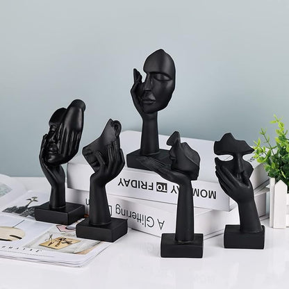 oliruim 6.5" H Black Art Thinker Figurines 2 PCS, Abstract Small Statues Home Accent Decor for Shelf, Office Desk, Living Room, Knick Knacks Decorations for Shelves (2 PCS Black)