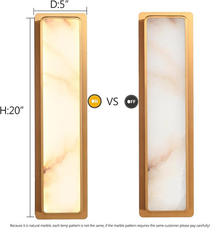 LED Natural Alabaster Wall Sconces,15W Warm Yellow 2700K Wall Mounted Wall lamp Indoor,Alabaster Gypsum Wall Mounted Lighting for Living Room (Brass Gold)