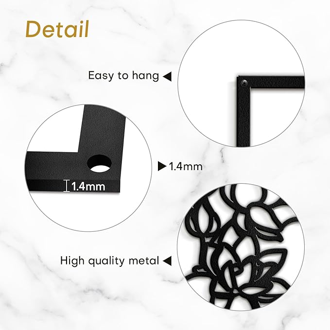 SIGNLEADER Metal Wall Art Decor Flowers Head Woman Modern Abstract Wall Sculpture Hangings Home Decoration for Living Room, Bedroom, Bathroom, Kitchen, Outdoor - 24" Black