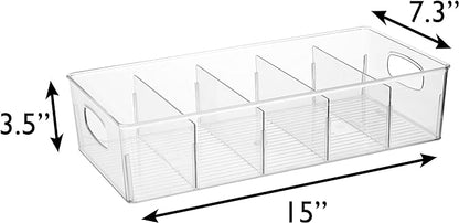 ClearSpace Plastic Pantry Organization and Storage Bins with Removable Dividers – XL Perfect Kitchen / Refrigerator/ Cabinet Organizers, 2 Pack