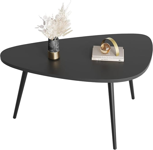 WLIVE Oval Coffee Tables, Modern Coffee Table for Living Room, Coffe Table for Small Space Home Office, Easy Assembly, 33.5" W x 18.9" D x 18.7" H (Black)